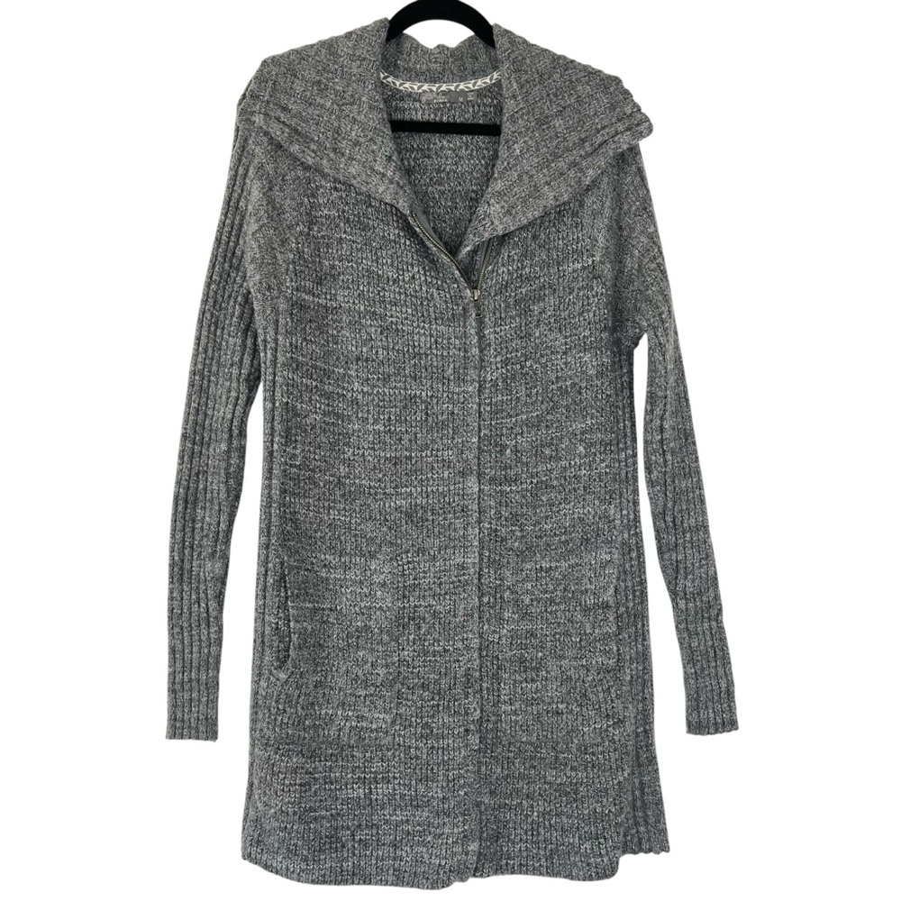 prAna Gray Yunna Long Cardigan Sz S Cotton Wool